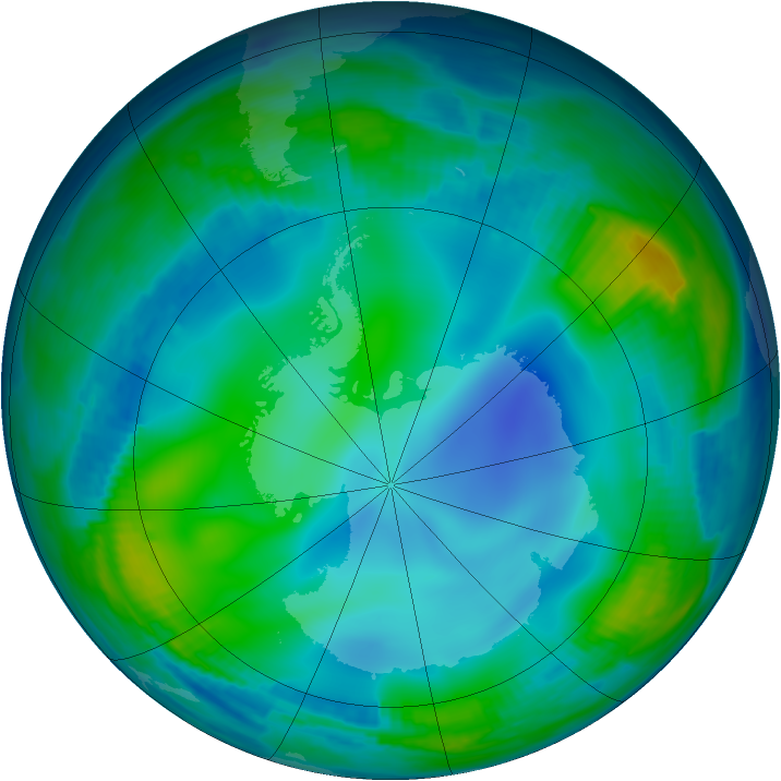 Antarctic ozone map for 22 June 1997